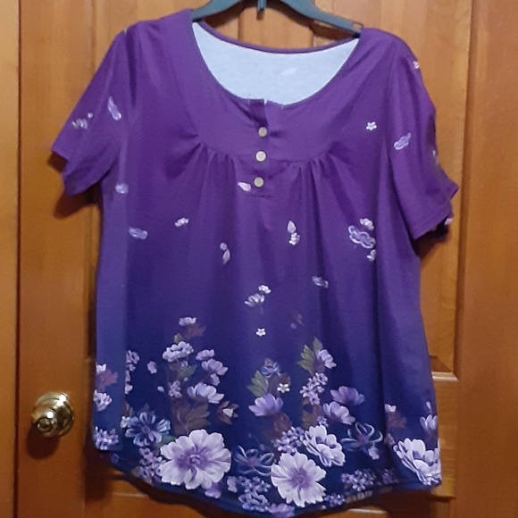 Purple Floral Pullover Top - Picture 1 of 2